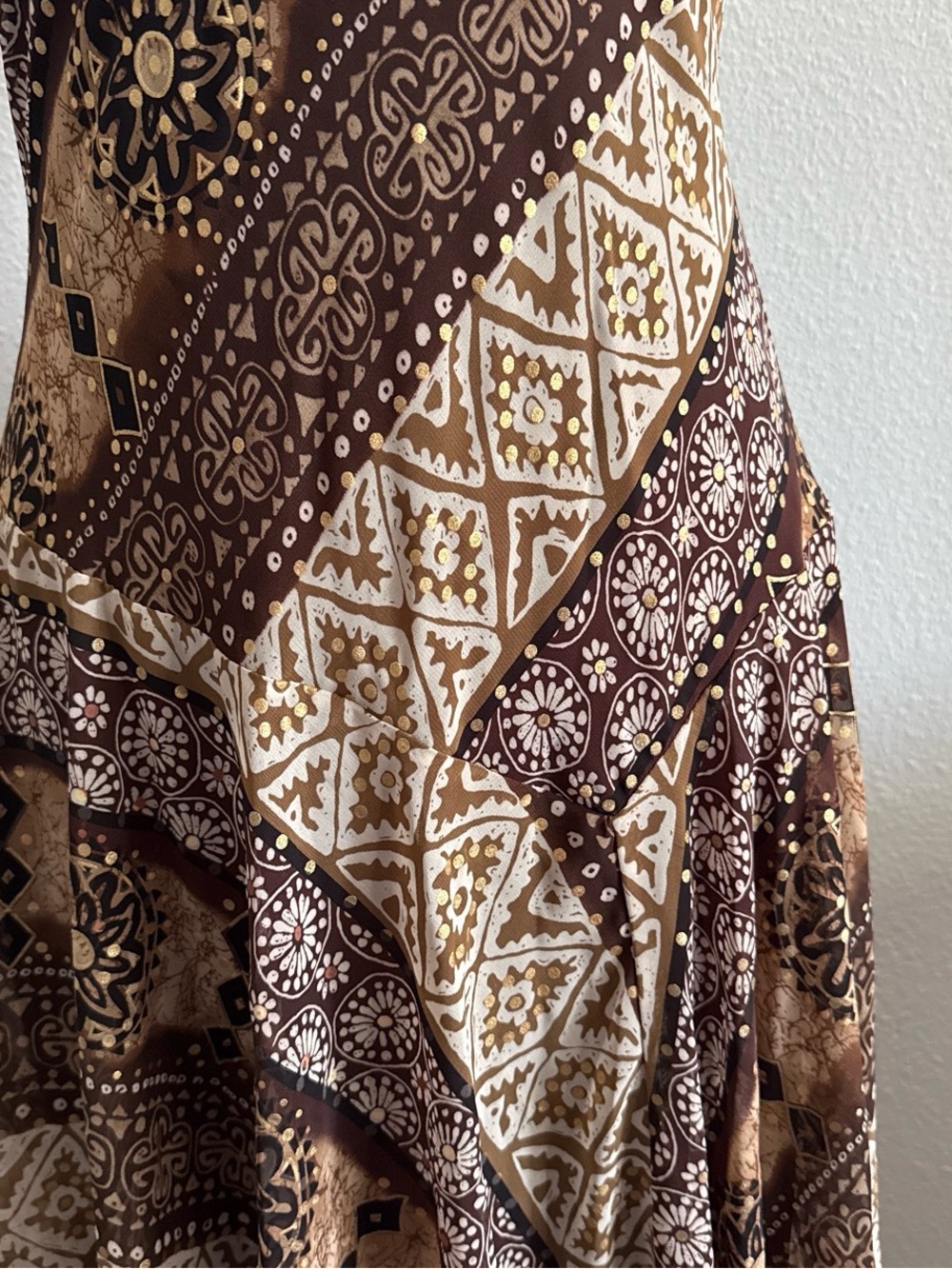 Rabbit Rabbit Rabbit Designs Brown Boho Handkerchief Hem Midi Dress Size 4 - Picture 5 of 9